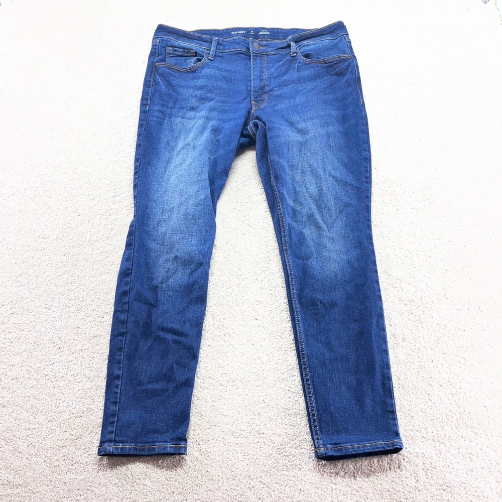 Old Navy Rockstar Super Skinny Jeans Womens 14‎ Petite Blue Mid-Rise Stretch